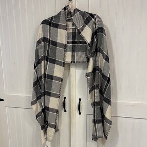 Indigo Black & White Plaid scarf/Wrap